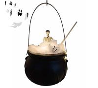 Halloween Cauldron, Spooky Witch Bowl, 7,87 x 6,3 Inches, Compact Lightweight with Skeleton & Led Lights Haunted Decor, Creepy Props for Table, Mantel, Kitchen, Bedroom and Desktop