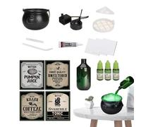 Halloween Cauldron, Witch Pot with Floating Potion Bottle and Built-in Diffuser, Spooky Indoor Halloween Decorations for Haunted House, Backyard Events, Home Party Planners Décor