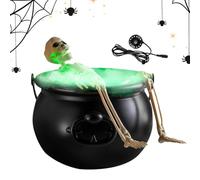 Halloween Cauldron, Witches Tripod Decor, Hanging Cauldron with String Lights, Decorative Statue Yard Party, Indoor Outdoor Display, Perfect for Kids Adults Festival Living Room, Black ABS