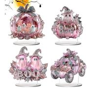 Halloween Centerpieces - 4 Pieces 2D Acrylic Ghost Pumpkin Car Ornaments | Decorative Tabletop Accessories for Centerpiece Reception Dining Home Living Room Bedroom Workplace Gathering