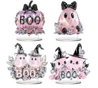 Halloween Centerpieces - 4 Pieces 2D Acrylic Ghost Pumpkin Car Ornaments | Decorative Tabletop Accessories for Centerpiece Reception Dining Home Living Room Bedroom Workplace Gathering