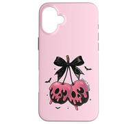 Halloween Cerises Coquette Nœud Rose Kawaii Crânes Rétro Coque pour iPhone 16 Plus