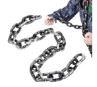 Halloween Chain, 5-Foot Realistic Fake Chains Prop, Spooky Decoration for Haunted House, Graveyard, Prison, Jail, Indoor Party, and Halloween Scare Scenes, /2.95x1.77 inches