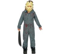 Halloween Chasseur rusé Masque Combinaison Costume Effrayant Sang Fête, Taille : 140/146 Couleur : Bleu