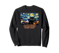 Halloween Chat Noir étoilé Paris Night Art Sweatshirt
