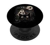 Halloween Chat Selfie Spooky Alien Abduction Chats UFO Flying PopSockets PopGrip Adhésif