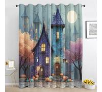 Halloween Château Rideau à Oeillets - Contes de Fées Gothique Thermique Rideaux- Occultant Rideaux pour Salon Chambre 2 Panneaux - L200 x H260 cm LM910