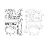 Halloween Chaussures de sorcière, chapeaux et tampons pour la fabrication de cartes, bricolage, scrapbooking, Halloween Matrices de découpe en métal et tampon en caoutchouc transparent pour la