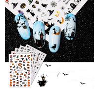 Halloween Chauve-Souris Sorcière Autocollant Nouveau 3d Conseils Décorations Chauve-Souris Citrouille Nail Art Conception Transfert D'eau Curseurs Décalcomanies Pour Autocollant À Ongles