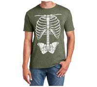 Halloween Chemises Boutonnées Carreaux pour Femmes Rouges Hommes Squelette Cage Thoracique drôle t-Shirt Humour Sarcastique Blague Costume T Petit Haut Cadeaux Homme(armée Verte,XXL)