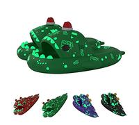 Halloween Christmas Luminous Shark Slippers, Pantoufles requin phosphorescentes en 3D pour homme et femme (Green, Adulte, Femme, 42, Numérique (intervalle), Système Taille Chaussures EU, 43, Moyen)