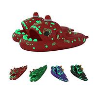 Halloween Christmas Luminous Shark Slippers, Pantoufles requin phosphorescentes en 3D pour homme et femme (Red, Adulte, Femme, 36, Numérique (intervalle), Système Taille Chaussures EU, 37, Moyen)