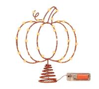 Halloween Christmas Tree Topper - LED Lights Pumpkin Small Metal Decor