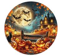 Halloween Circulaire Puzzle Convient pour Adultes Et Enfants 1000 Pièces, Fun Défiant Décoration Maison Unique (67.5x67.5cm)