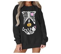 Halloween Ciré Grande Taille Sweat à Capuche Ample col Rond et imprimé pour Femme Trousse A Maquillage(B,M)