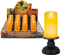 Halloween Citrouille Bougie d'ambiance Décoration Fête de l'horreur Tête de citrouille grimaçante Fin de journée Détente Atmosphère mystique Eclairage de table, couleur : orange