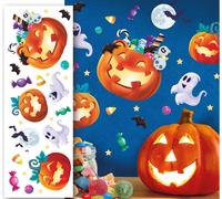 Halloween Citrouille Fantômes Décorations murales Stickers Décoration de fête effrayante Tatouage mural Lanterne de citrouille Pour Halloween Décoration Pour salon Tatouages muraux Intérieur Décoratio