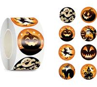 Halloween Citrouille Fantômes Sorcières Autocollants Rouleau Décoration Nuit d'horreur Accessoires Fête Fun Château hanté Chat, Couleur : Multicolore