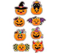 Halloween citrouille fête autocollant set holographique fantaisie fantômes chat chauve-souris lumineux automne diversité, couleur : multicolore