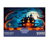 Halloween Citrouille Puzzles Jeu De Puzzle Pièces Parfaitement Assorties 1000 Pieces Festival de l'horreur Casse-tête Qualité Premium pour Adultes Et Enfants 38x26cm/1000pcs