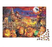 Halloween Citrouille scène Puzzle Classique 1000 Pièces Carton Robuste pour Adultes, Défi Impossible Difficile, Anti-Stress, Excellent Cadeau De Relaxation 38x26cm/1000pcs