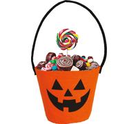 Halloween Citrouille Seau Effrayant Décoration Sac à bonbons Orange Noir Célébration Moderne Accents Créatifs Déguisement Drôle Effrayant Teintes Lollipop Surprenante Surprise Sacs, Couleur : Orange