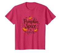 Halloween Citrouille Spice & Everything Nice Femme T-Shirt, Enfant, Rouge chiné, 8 Ans