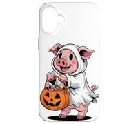 Halloween Cochon Fantôme Citrouille Farce Ou Friandises Coque pour iPhone 16 Plus