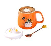 Halloween Coffee Mug - Gothic Coffee Tup, Ghost Design Hot Drinkware | Tasse À Thé De Style Chaudron Saisonnier, Nouveauté De Boisson De Sorcellerie Avec Couvercle Et Cuillère, Idéal Pour Les Fêtes Dé