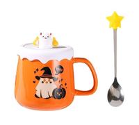 Halloween Coffee Mug - Gothic Coffee Tup, Ghost Design Hot Drinkware | Tasse À Thé De Style Chaudron Saisonnier, Nouveauté De Boisson De Sorcellerie Avec Couvercle Et Cuillère, Idéal Pour Les Fêtes Dé