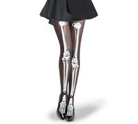 Halloween Collants Squelette Femme, Collant RéSille TêTe De Mort - Brille Dans Noir, Jour des Morts Festival Carnaval Bas - Opaques, Costume d'Halloween Accessoires pour Carnaval, Fête à Thème (B)