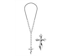 Halloween Collier Croix Accessoire sinistre Vampire Élégance Bijoux de style gothique Aura inquiétante Mysticisme caché, couleur : argent