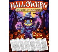 Halloween Color By Number: Cute Coloring pages with Spooky Fantasy Illustrations for Kids Relaxation and Fun