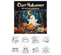Halloween Coloring Book - Cyzy Bold Easy Coloring Pages, 24 grandes créations imprimées avec des motifs fantasmagoriques mignons, une activité d'art saisonnière relaxante pour les adultes