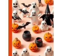 Halloween composition notebook: 3D cute ghost and witch hats| pastel background