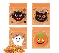 Halloween Cookie Bags - 4 x 4 pouces Clear Cellophane Snack Bags, 100 packs | Reusable Seal Design With Easy Use For Candy Treats Halloween Party Favors Supplies