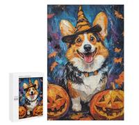 Halloween Corgi with Jack-o'-Lanterns Puzzle 1000 Pièces Educa Jouet en Bois Cadeau Unique Décoration Intérieure Jeu Éducatif Challenge Toy Adultes Et Enfants À Partir De 14 Ans 1000 PCS