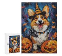 Halloween Corgi with Jack-o'-Lanterns Puzzle 300 Pièces Educa Jouet en Bois Cadeau Unique Décoration Intérieure Jeu Éducatif Challenge Toy Adultes Et Enfants À Partir De 14 Ans 300 PCS