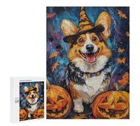 Halloween Corgi with Jack-o'-Lanterns Puzzle 500 Pièces Educa Jouet en Bois Cadeau Unique Décoration Intérieure Jeu Éducatif Challenge Toy Adultes Et Enfants À Partir De 14 Ans 500 PCS