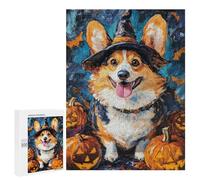 Halloween Corgi with Pumpkins Puzzle 1000 Pièces Educa Jouet en Bois Cadeau Unique Décoration Intérieure Jeu Éducatif Challenge Toy Adultes Et Enfants À Partir De 14 Ans 500 PCS