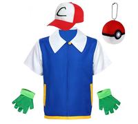 Halloween Cosplay Anime Ash Ketchum vêtements hommes veste bleue Costume garçons filles Cosplay pour entraîneur de fête enfants et adultes ensemble tops