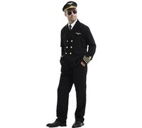 Halloween Costume De Pilote pour Homme, Costume Pilote Uniforme De Compagnie AéRienne Veste Pantalon Et Chapeau pour FêTe à ThèMe Halloween Mardi Gras