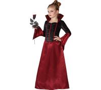 Halloween Costume de vampire rouge et noir pour fille 7-9 ans (130-145 cm)