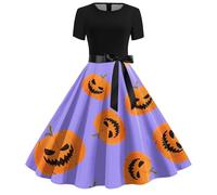 Halloween Costume Femme, Robe Médiévale Femme, Costumes Halloween Fête Manches Longues Grande Taille Robes De Bal Imprimée Chic Et Élégant Taille Haute Déguisement Confortable Cosplay