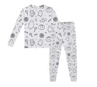 Halloween Costume Fille,Pyjama pour Enfants Manches Longues Pantalon Long Doux et Confortable vêtements de Nuit pour garçons idéal pour Halloween et Noël (White, 2-3)