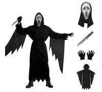 Halloween Costume ghostface,Costume scream,Costumes d'horreur pour adultes,Coffret d'horreur d'Halloween avec faux couteau,Idéal pour les fêtes d'Halloween, les fêtes costumées (Adult-m(175-185))