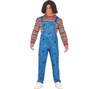 Halloween Costume poupée psychopathe T-shirt combinaison cicatrices sanglantes, taille : 52 - 54 (L) couleur : bleu