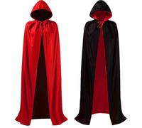 Halloween Costume Vampire Costume Cloak with Hood for Women, Men, Scary Adult Vampire Costume for Carnival, Mardi Gras, Vampire Cloak Double-Sided Red & Black
