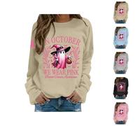 Halloween Costumes Adult Sweats pour Femmes - Sweat à Capuche imprimé Halloween Sensibilisation Cancer du Sein Mode saisonnière Design Unique Confort Ultime (Beige, L)