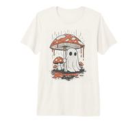 Halloween Cottagecore Ghost Mushroom Forest Fall Rain T-Shirt Haut de Gamme